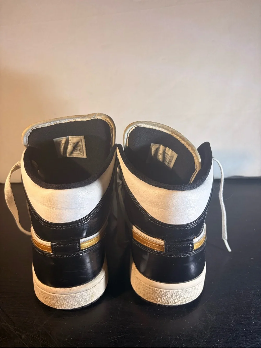 Jordan Mid-Top Sneakers - White, Black & Gold Accents